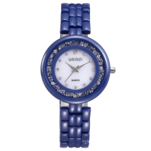 High quality women's rolling stones butterfly clasp blue ceramic watch